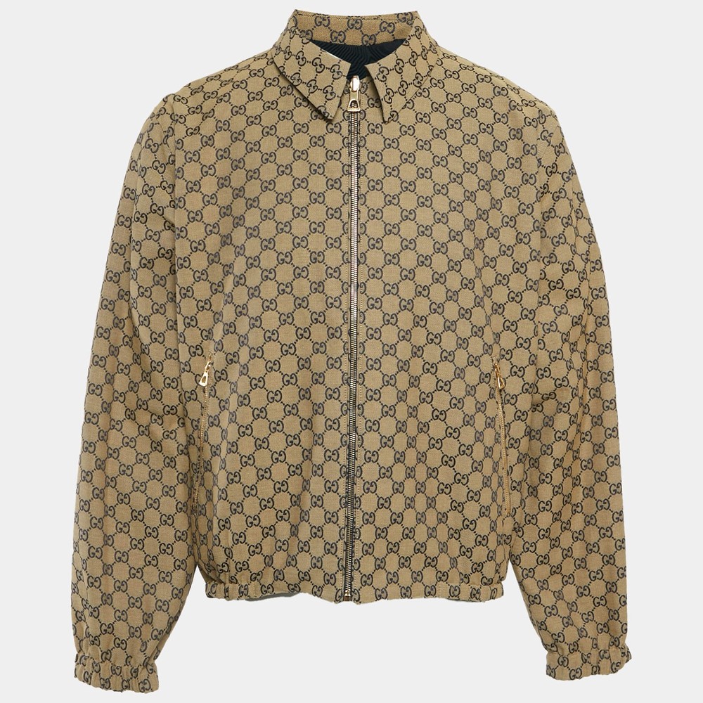 Gucci BlueBeige GG Monogram Nylon Reversible Jacket M