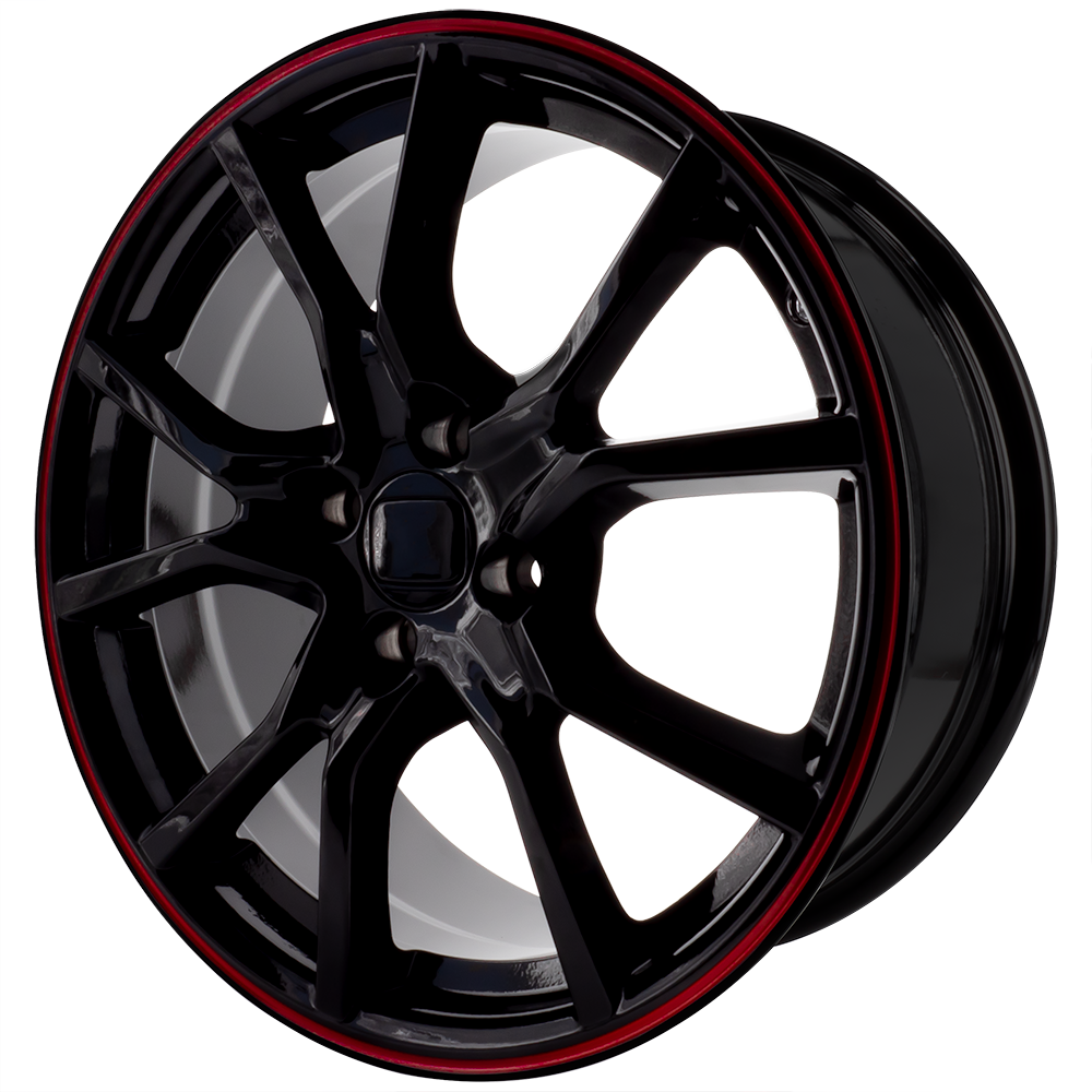 Honda Style Aluminum Rim 17 x 7.5 Black-Red lip 1pc. (Pick-up only)