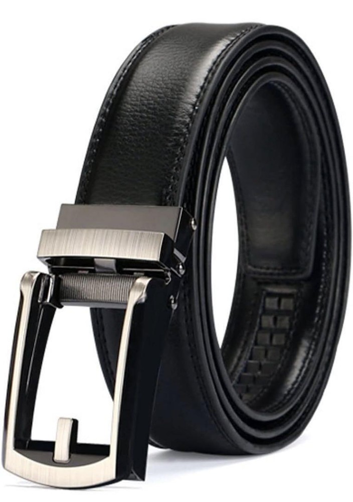 Enconra Genuine Leather Black Men's Business Casual Belt No Hole Design