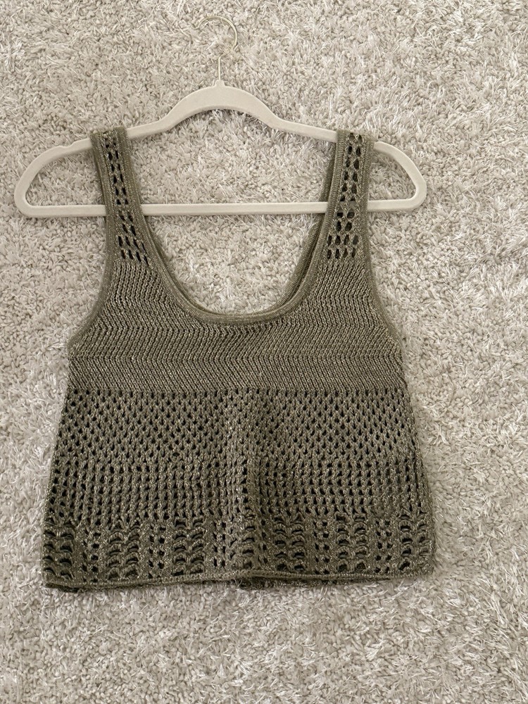abercrombie fitch Green Cable Knot Tank Crop Top Women’s Size M Shirt