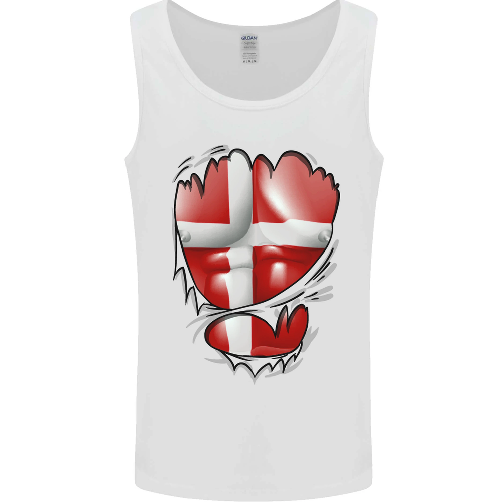 Gym Danish Flag Ripped Muscles Denmark Mens Vest Tank Top