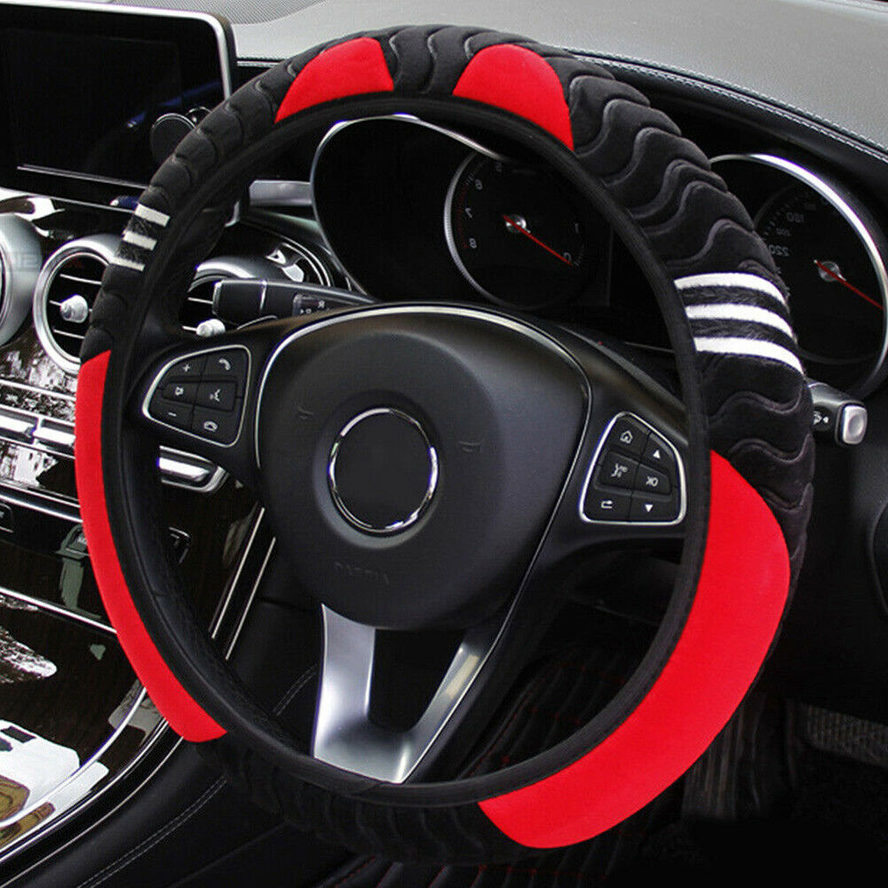 1X Red+Black Non-Slip Steering Wheel Booster Cover For Car Interior Accessory