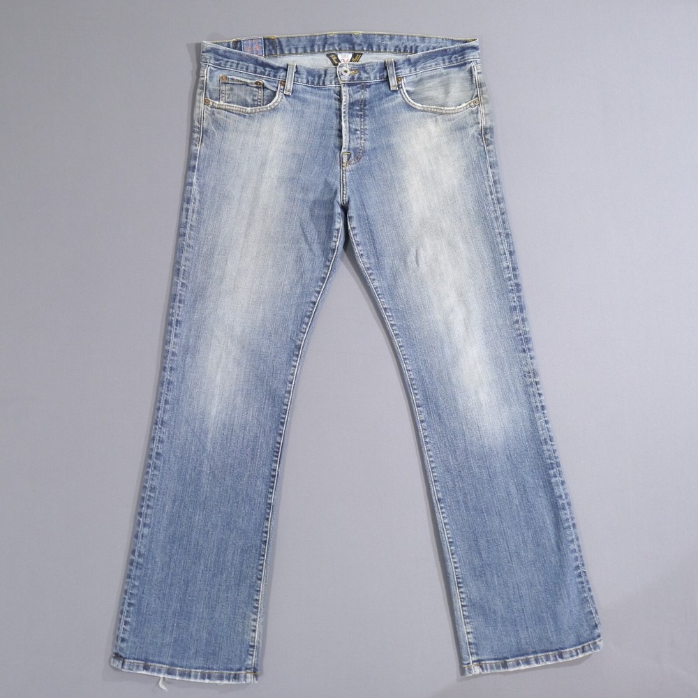 Lucky Brand Slim Bootleg Jeans Button Fly Made In USA 38X31 Mens Faded Denim