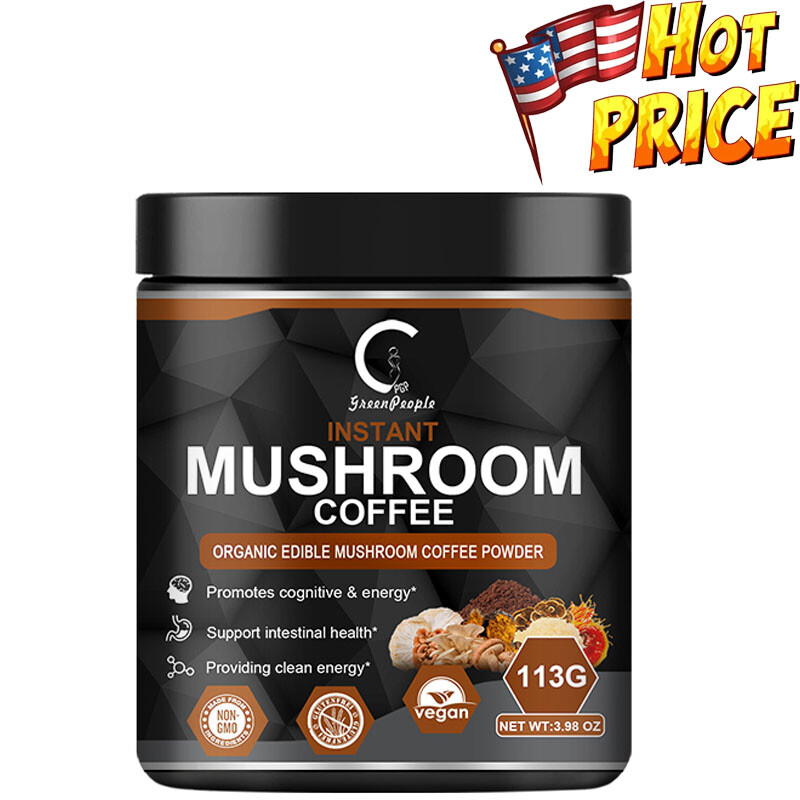 Organic Lions Mane Mushroom Coffee Powder Energy Boost Memory Support 113g