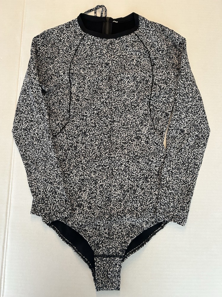 Lululemon &go Til Dawn Bodysuit Flashback Static White Black Size 6