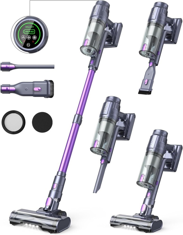 Cordless Vacuum Cleaner, 25Kpa Brushless Cleaner with 25kPa, Purple