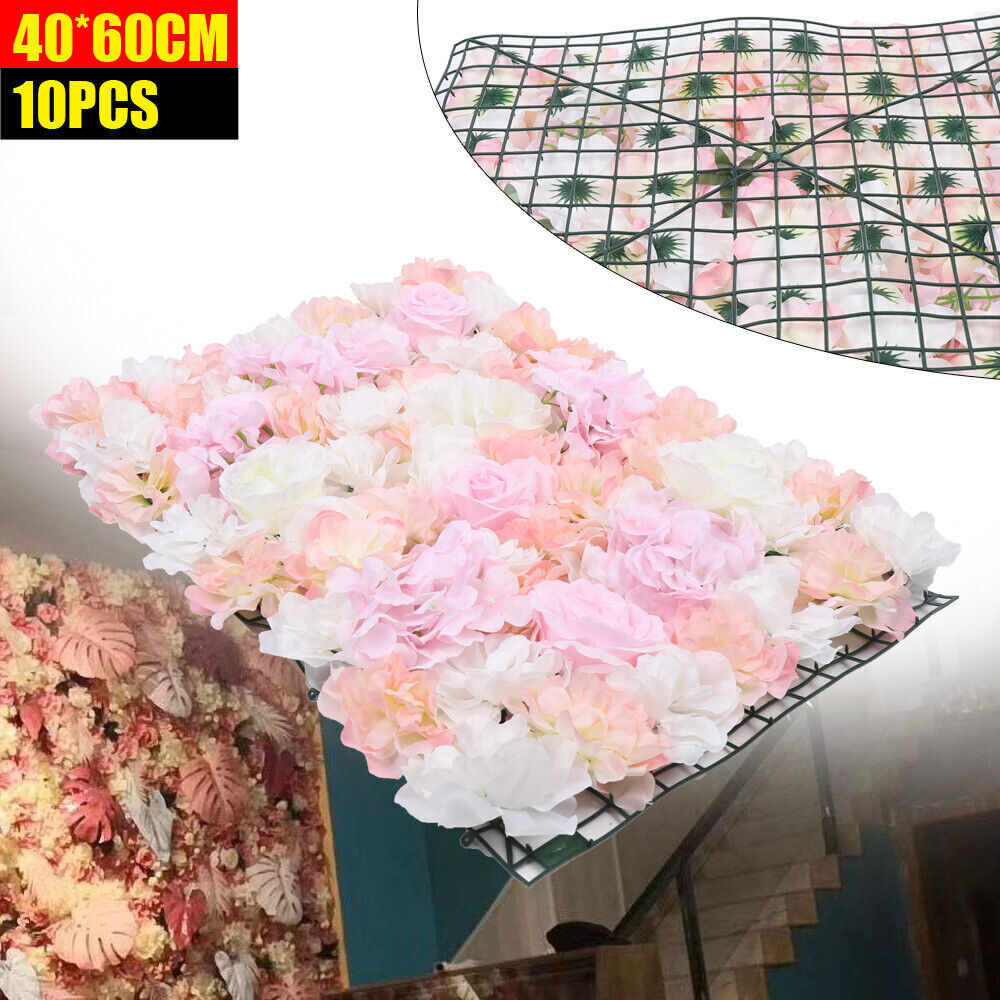 Artificial Flower 10 Pieces Wall Rose Hydrangea Wall Panel Banquet Wedding Party