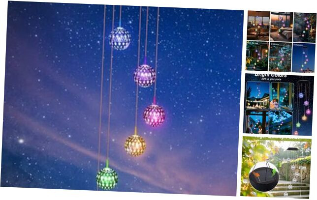 Solar Moroccan Ball Wind Chimes for Outdoor & Indoor - Perfect Birthday Gift
