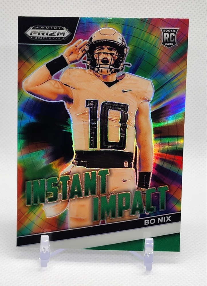 2024 Panini Prizm Draft Picks Instant Impact Bo Nix RC Green Prizm Rookie Card