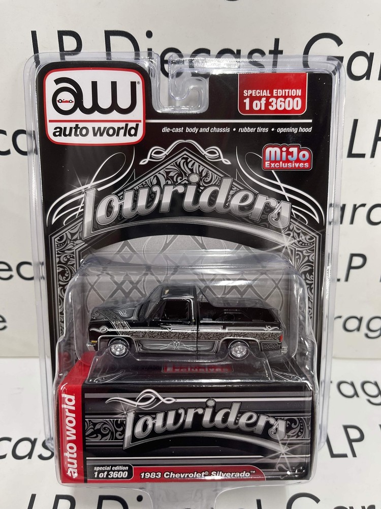 AUTO WORLD 1983 Chevy Silverado Black Lowriders MiJo 1:64 Diecast Model