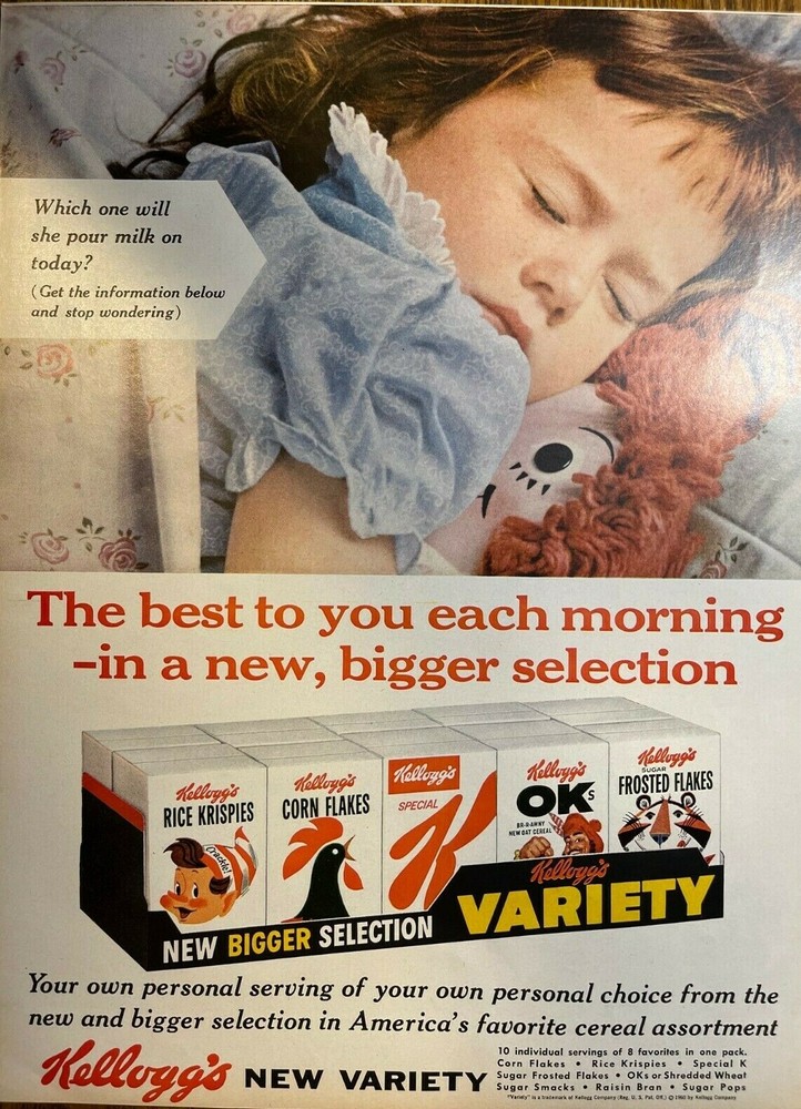 1960 Advertisement Kellogg Cereal Variety Pack
