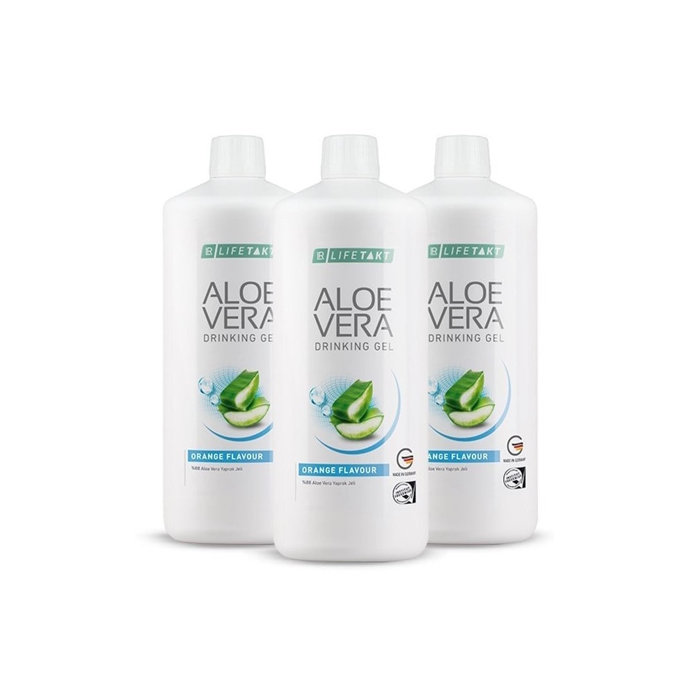 LR LIFETAKT Aloe Vera Drinking Gel Orange Flavour Set of 3 - 3000 ml, 101  fl.oz