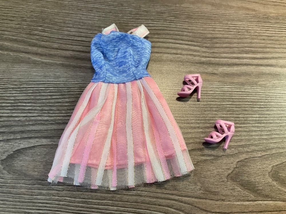 Mattel Barbie Doll Clothes Multicolor Dress Shoes Outfit Lot