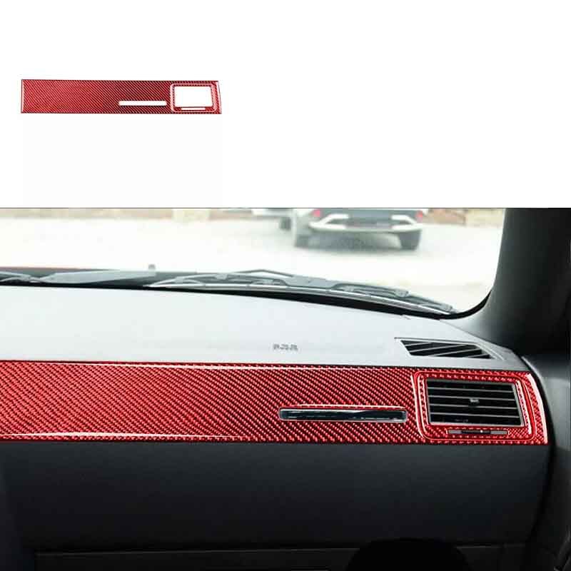 For Dodge Challenger Cover Trim 2* Red Carbon Fiber Car Passenger Side Dashboard