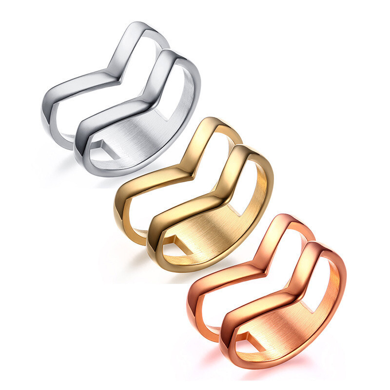 Fashion Titanium Steel Jewelry Men's And Women's Ring Gold Silver Rose Gold Gift