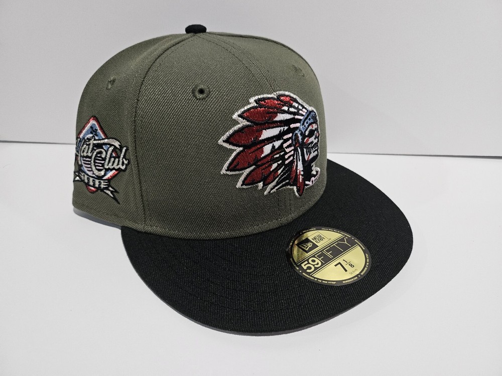 New Era 59fifty Skull Chief Hat Club Logo Patch - Olive Black - 7⅛