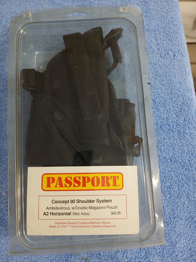 Passport Brand Shoulder Ambidextrous Holster for Medium Autos with double mag