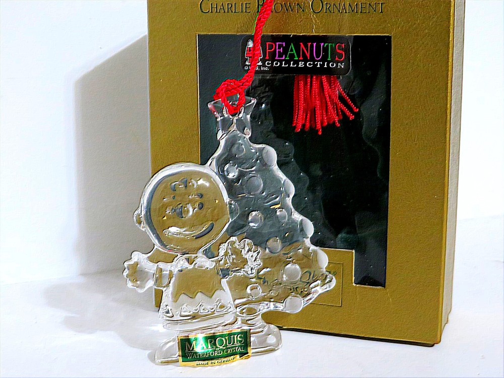 SNOOPY & CHARLIE BROWN PEANUTS WATERFORD CRYSTAL XMAS ORNAMENT 2000 LIMITED EDITION