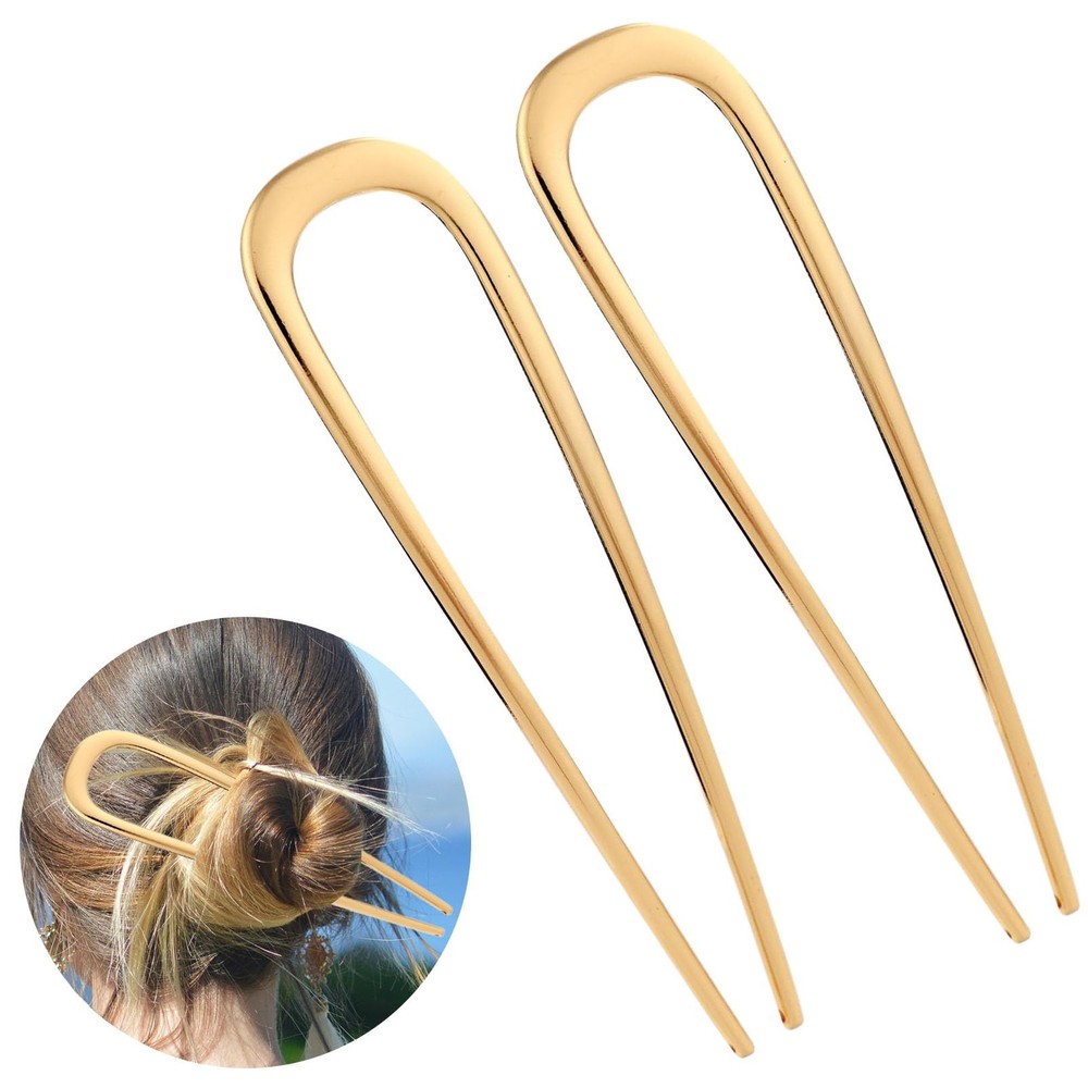 2PCS 5.5 Inch U-Shaped Metal Hair Pins Vintage Hair Sticks for Women Girls