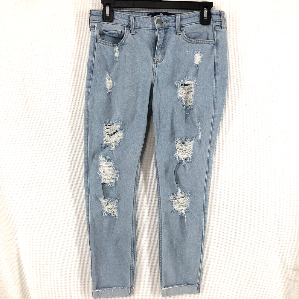 Hollister jeans women’s 27 x 26 blue denim distressed super skinny