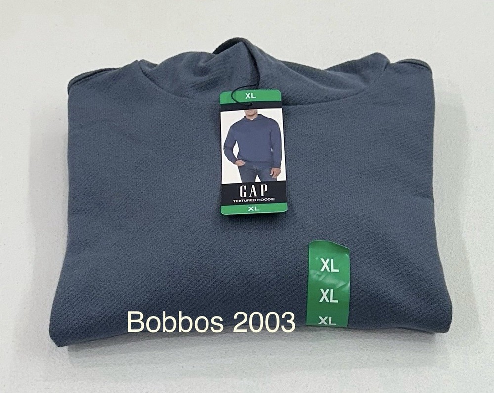 GAP Men's Textured Hoodie, Blue, Size XL