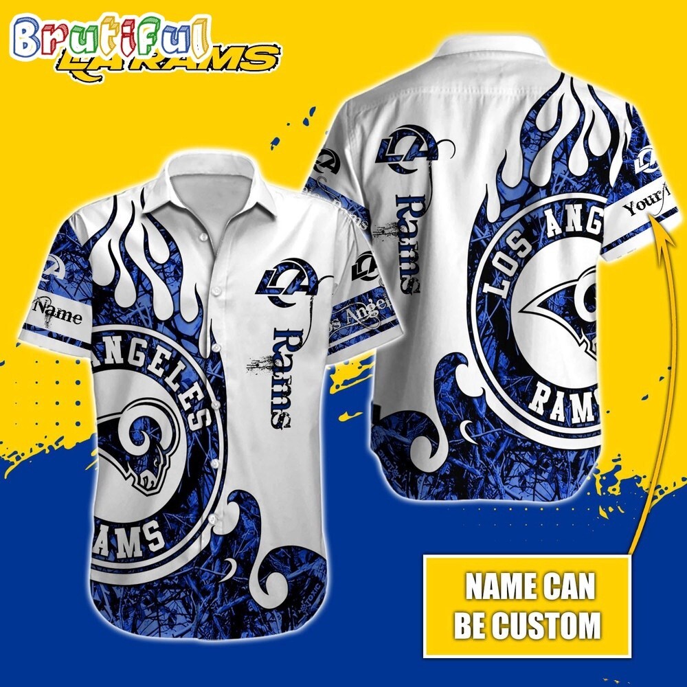 Custom Los Football Angeles Team Ramss Hawaiian Button Down Shirt Unisex Adults