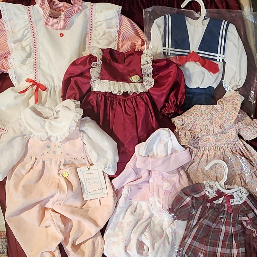 Vintage Lot of Doll / Baby Clothes - 7 Outfits - Various Sizes - See Pictures