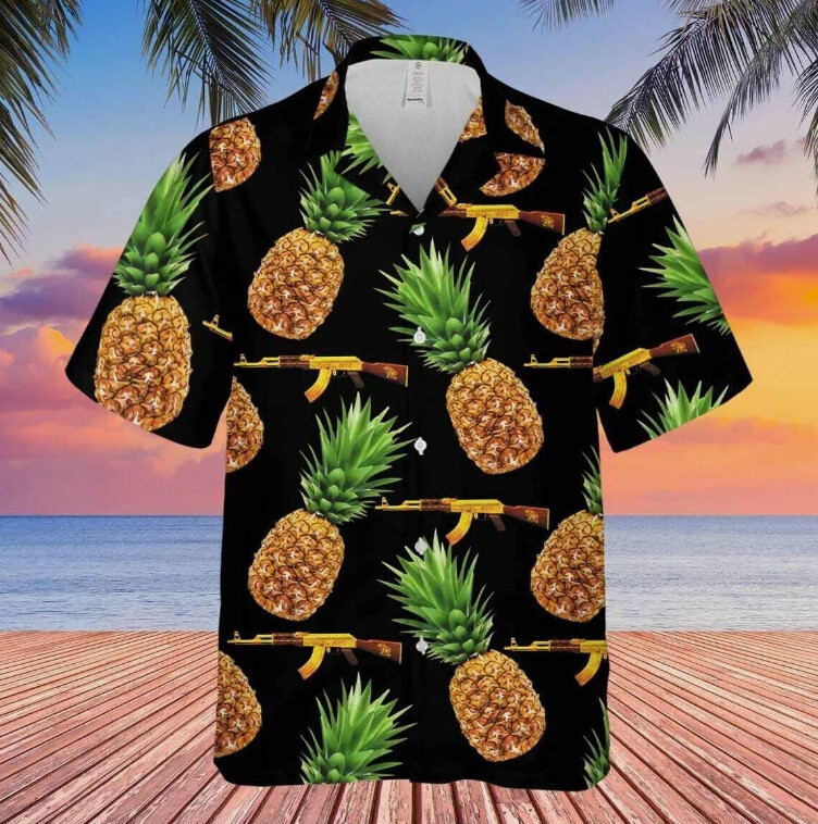 Gun And Pineapple Tropical Hawaiian 3D Shirt