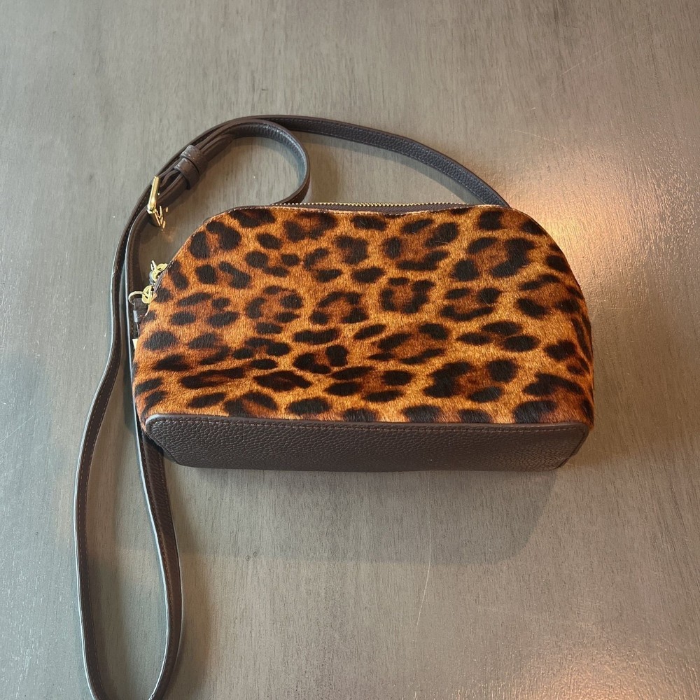 Talbots Leopard Print Calf Hair and Leather Crossbody Bag NWOT