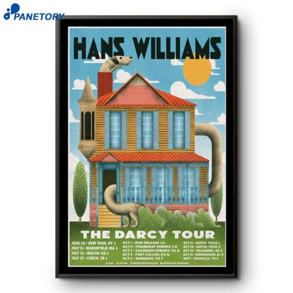 Hans Williams 2025 Darcy Tour Poster – Vintage Wall Art Decor