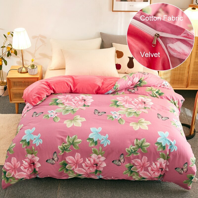 Double-sided Fabric Duvet CoverFashion Decor Comforter Cover Full Queen KingSize