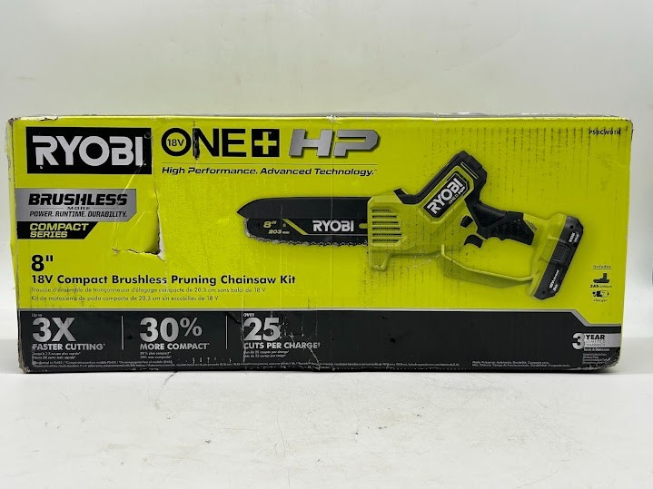 RYOBI ONE+ HP 18V Brushless 8-Inch Cordless Pruning Chainsaw Kit with Battery and Charger  