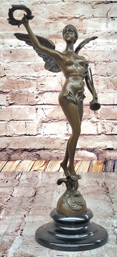 Bronze Archangel Nike Sculpture with Laurel Wreath by A Bofill Mythical Art Gift