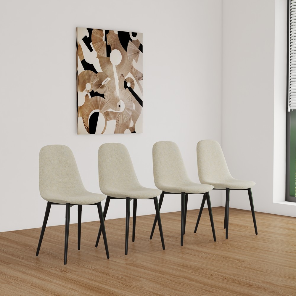 Modern Linen Upholstered Dining Chairs Set of 4 for Stylish Home