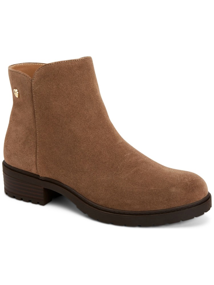 Giani Bernini Womens Beige Padded Briarr Zip-Up Leather Booties 10 M