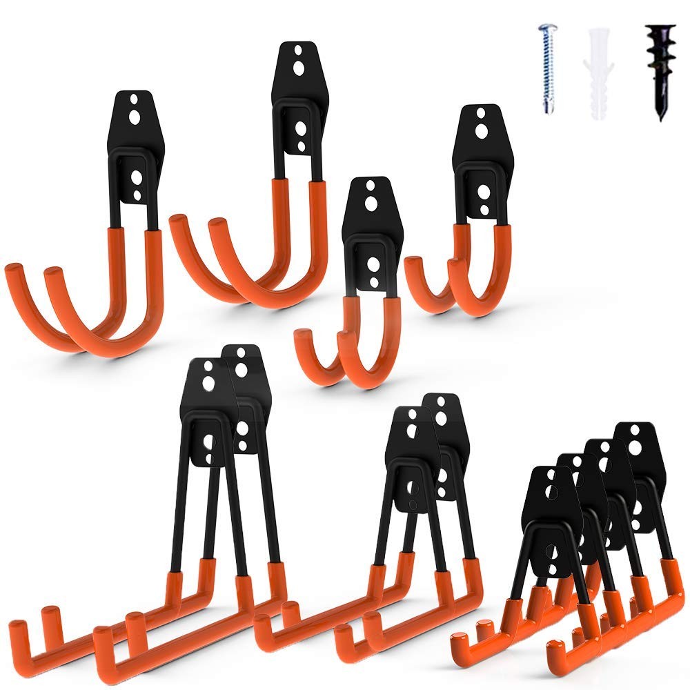 12pack Steel Garage Storage Utility Double Hooks Organizer Heavy Duty Wall Mo...
