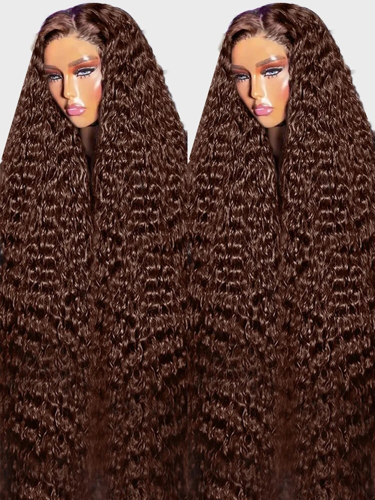 Chocolate Brown Glueless Lace Front Human Hair Wigs Pre Plucked Wear and Go