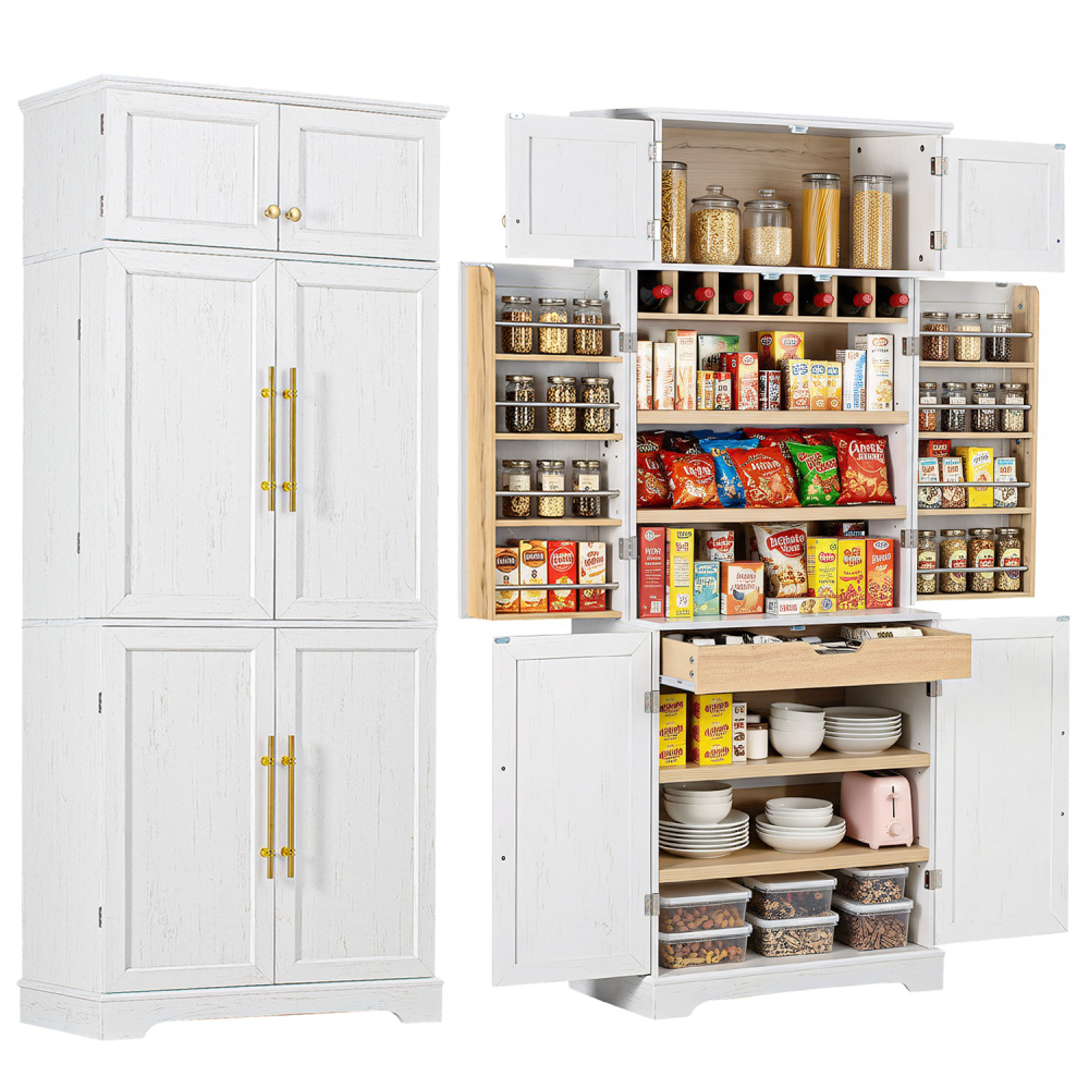 Storage Cabinet W 8-Door Design Features 4 Adjustable Shelves Includes Drawers