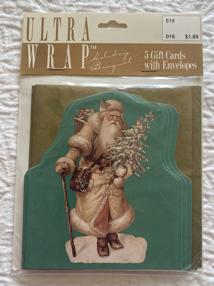 Artfaire Christmas Gift Cards & Envelopes Victorian Nordic Santa Set Of 5 NEW