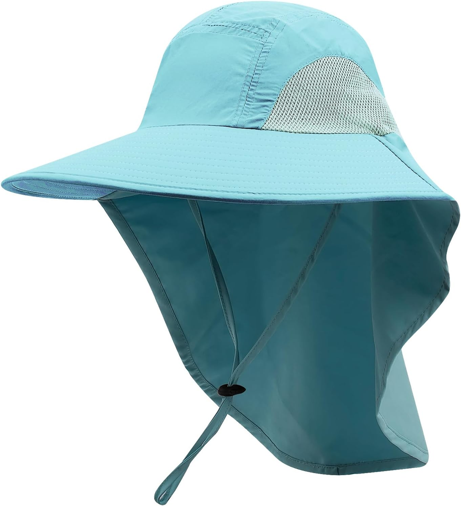 Sun Protection Hats for Men and Women with Wide Brim Neck Flap Quick Dry UPF 50