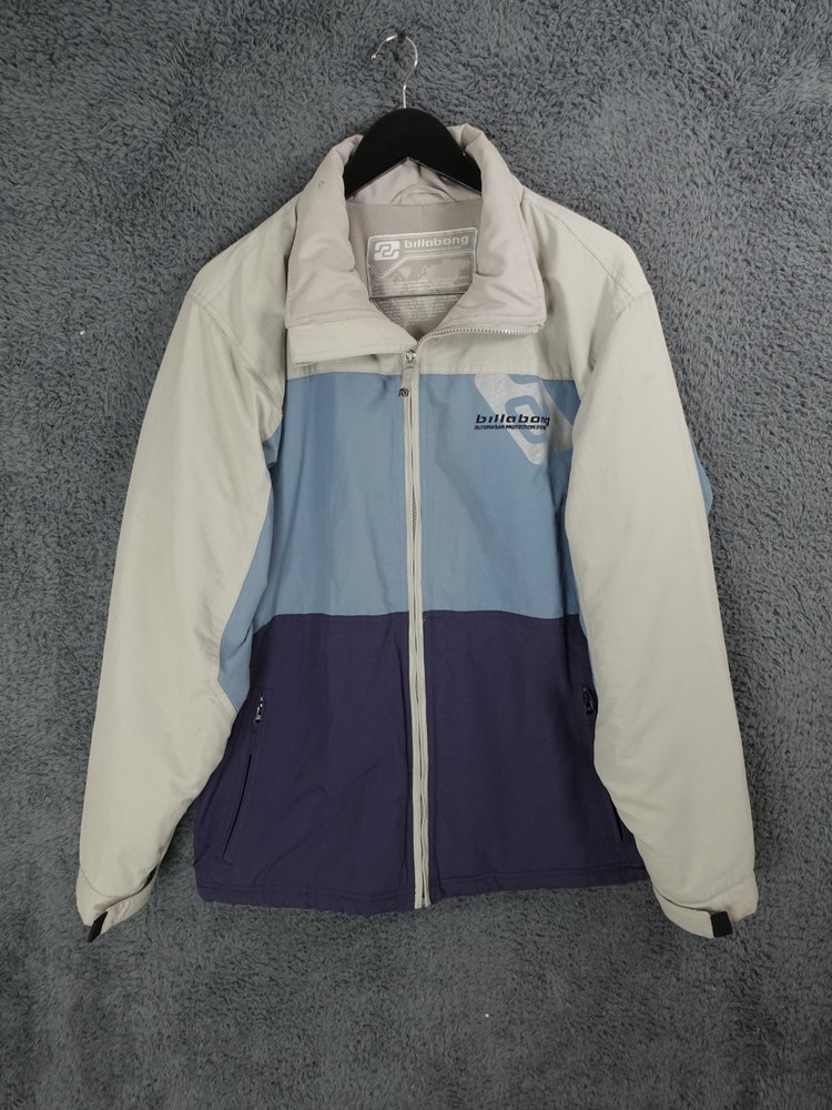 Vintage Billabong Jacket Mens Medium Blue Full Zip Puffer Surf Skate Retro Y2K