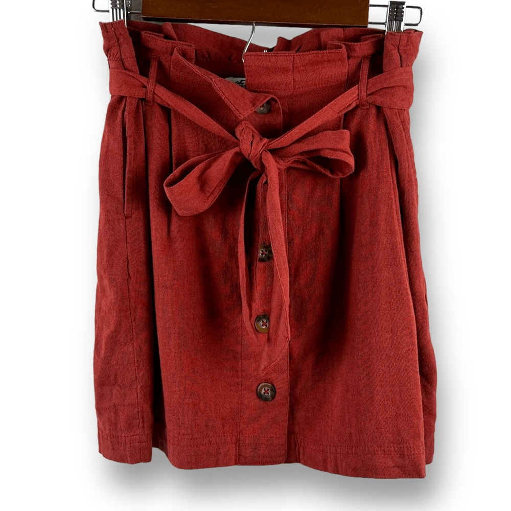 Hollister burnt orange ultra high rise paper bag skirt size M