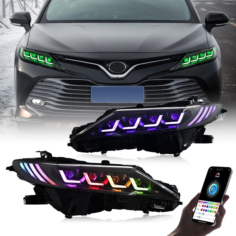 Full LED RGB Headlights for 2018-2024 Toyota Camry 8th Gen - Customizable Front Lamps