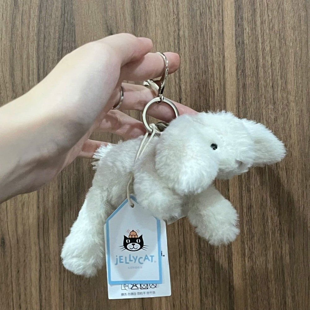 Jellycat Bashful White Bunny Bag Charm – Soft Plush Keychain Toy NWT – Best Gift