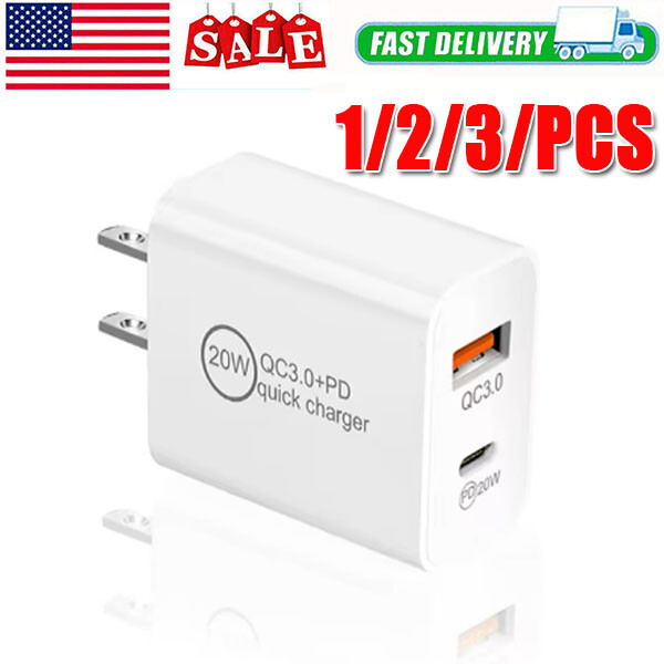 20W Fast USB-C Wall Charger for iPhone 14 13 12 11 XR 8