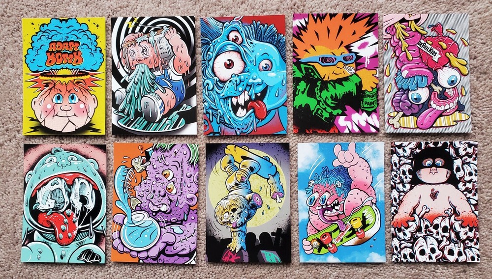 2020 Garbage Pail Kids Skateboard Stickers 10-Piece Set Limited Edition Adam Bomb +9 Only 1025 Made