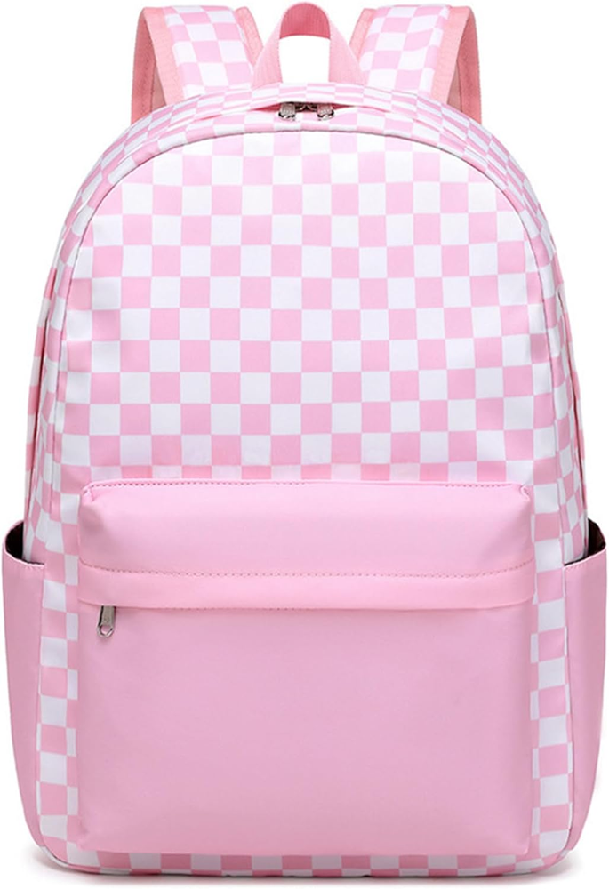 Checkered Kids Backpack for Girls School Bookbag Child Back to School