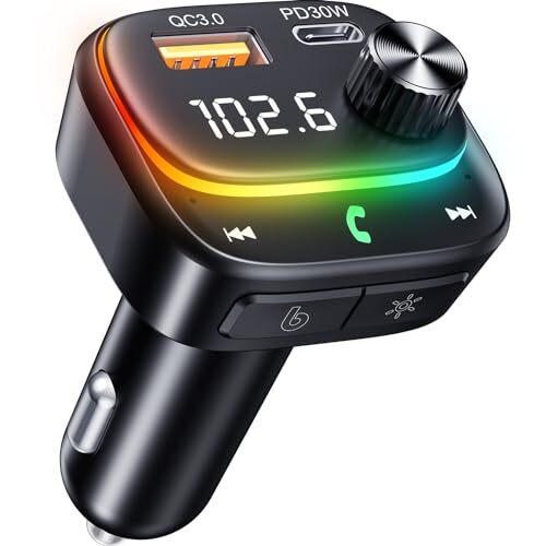 48W PD QC3.0 Bluetooth FM Transmitter Car Charger with Stronger Signal