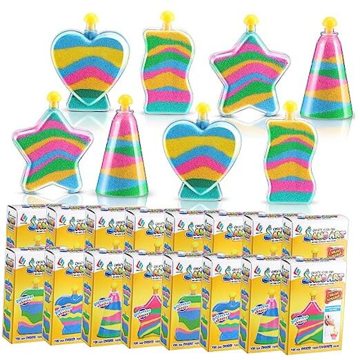 Deekin 12 Sets Sand Art Kits for Kids Create Your Own Clear Sand Art Bottles