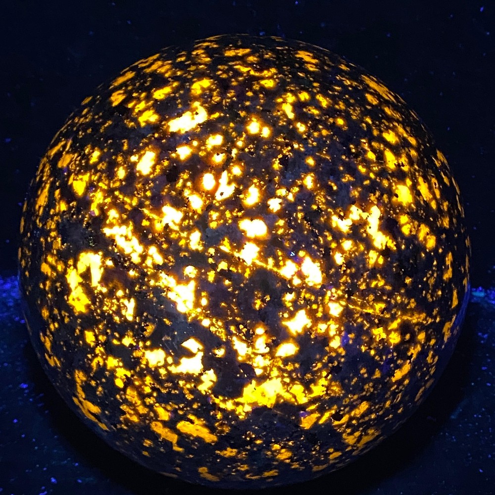Natural Flames UV Reactive 6160G Stone Sphere Reiki Healing Crystal Ball